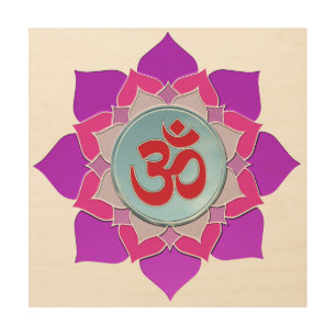 Pink lotus wood wall decor