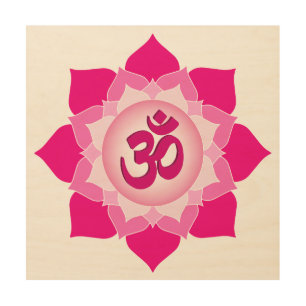 Pink lotus wood wall decor