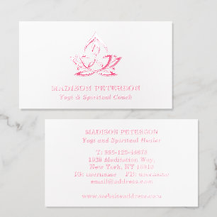 Pink Lotus Yoga Spiritual Coach Raised Spot UV Business Card