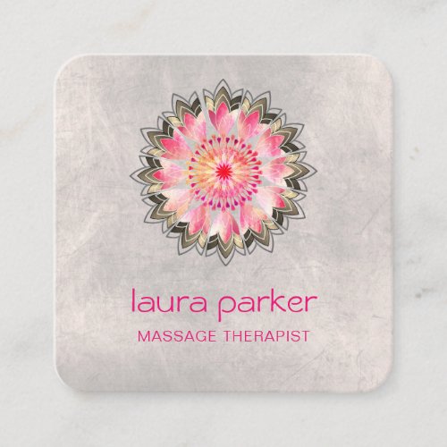 Pink Lotus Yoga Therapist Spa Holistic Health Square Business Card