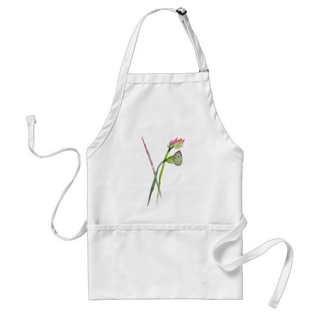 Pink Lotus Zen flower Buddhist Art Adult Apron (Front)