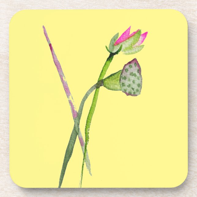 Pink Lotus Zen flower Buddhist Art Beverage Coaster (Front)