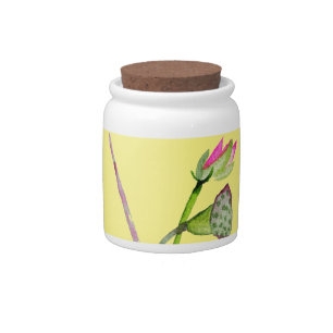 Pink Lotus Zen flower Buddhist Art Candy Jar