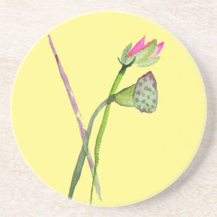 Pink Lotus Zen flower Buddhist Art Coaster