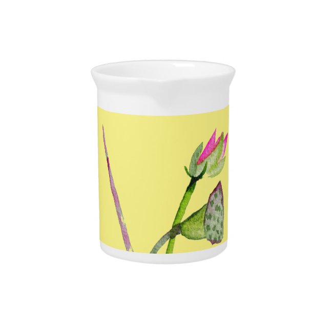 Pink Lotus Zen flower Buddhist Art Drink Pitcher (Front)