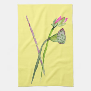 Pink Lotus Zen flower Buddhist Art Kitchen Towel