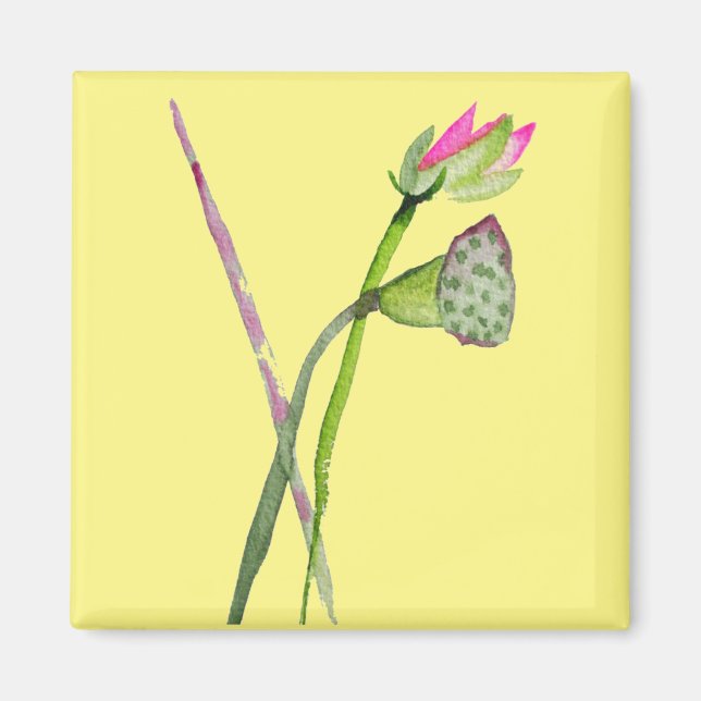 Pink Lotus Zen flower Buddhist Art Magnet (Front)