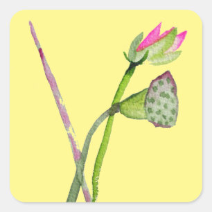 Pink Lotus Zen flower Buddhist Art Square Sticker
