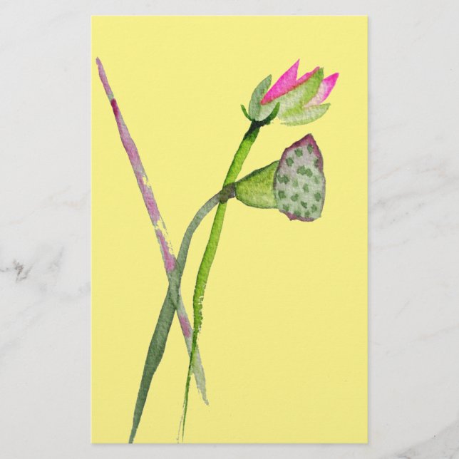 Pink Lotus Zen flower Buddhist Art Stationery (Front)