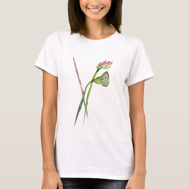Pink Lotus Zen flower Buddhist Art T-Shirt (Front)