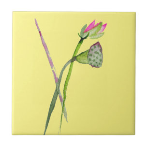 Pink Lotus Zen flower Buddhist Art Tile