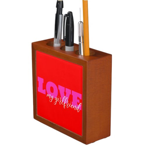 Pink LOVE  add your text Neon Red Valentine Gift Desk Organizer