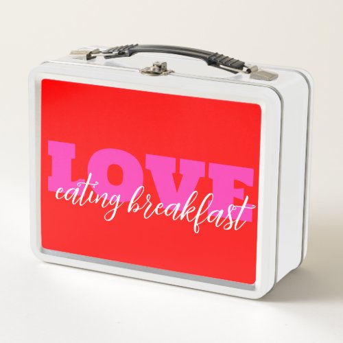Pink LOVE  add your text Neon Red Valentine Gift Metal Lunch Box