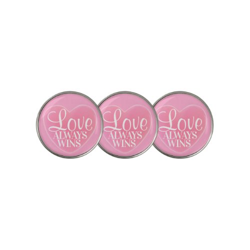 Pink Love Always Wins Heart Golf Ball Marker