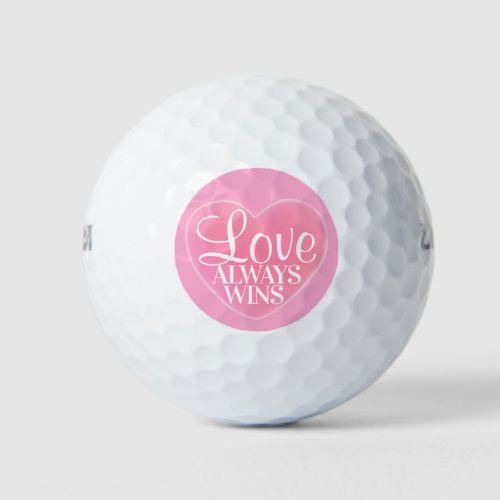 Pink Love Always Wins Heart Golf Balls