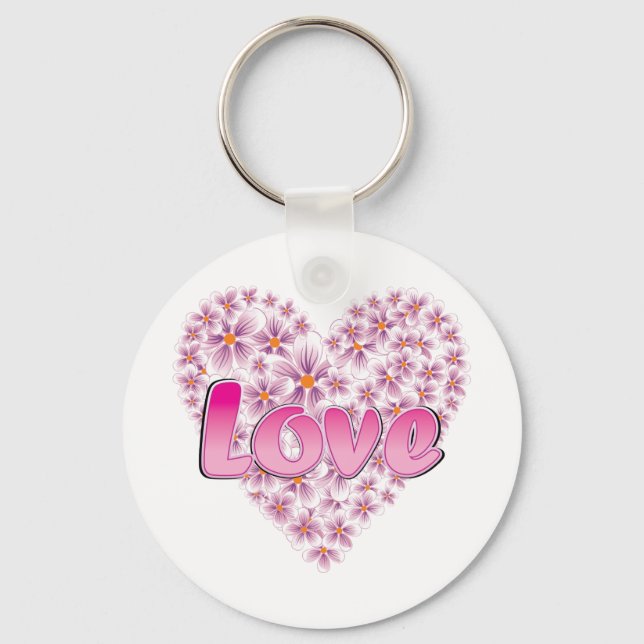 Pink Love and Daisies Keychain (Front)