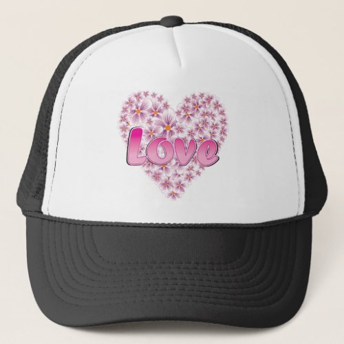 Pink Love and Daisies Trucker Hat