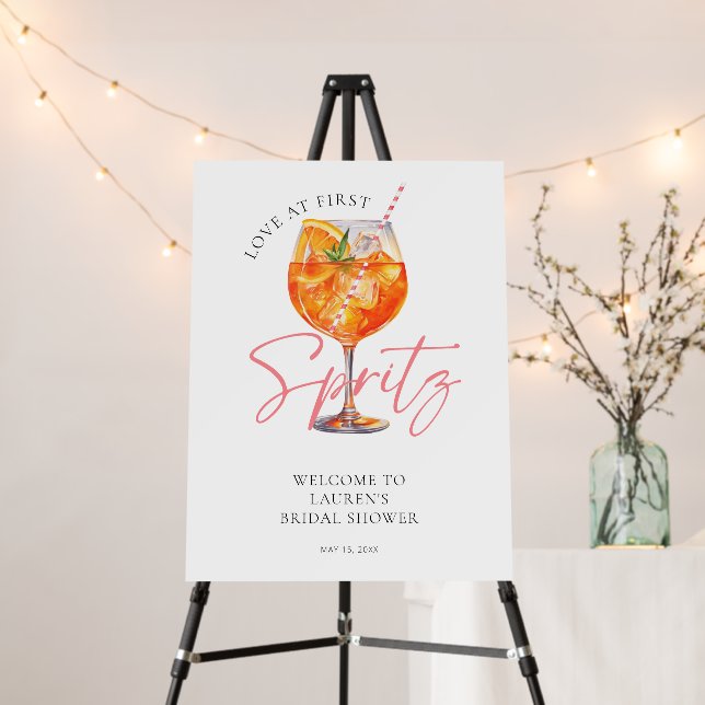 Pink Love At First Spritz Bridal Shower Welcome Foam Board (In Situ (Stand))