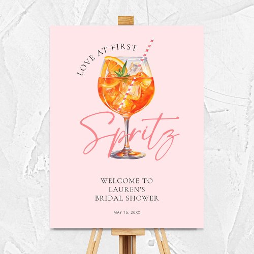 Pink Love At First Spritz Bridal Shower Welcome Poster