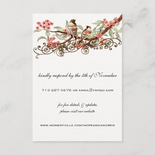Coral Love Bird Vintage  Response Website Cards Business Card Template