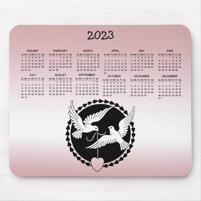 Pink Love Birds 2023 Calendar Mousepad