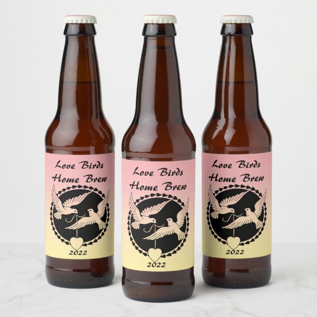 Pink Love Birds Beer Label