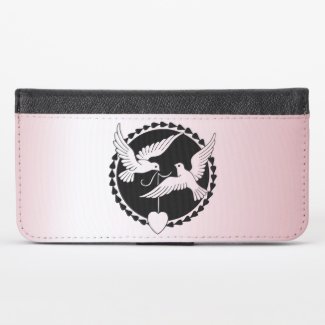 Pink Love Birds iPhone X Wallet Case