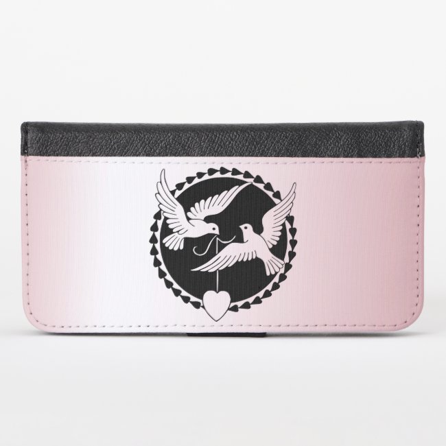 Pink Love Birds iPhone X Wallet Case