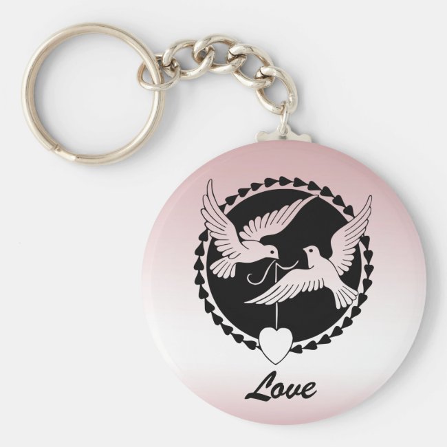 Pink Love Birds Keychain