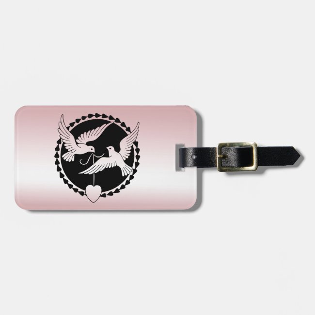 Pink Love Birds Luggage Tag