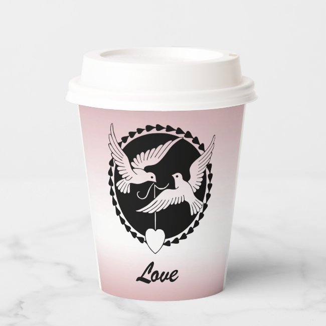 Pink Love Birds Paper Cups