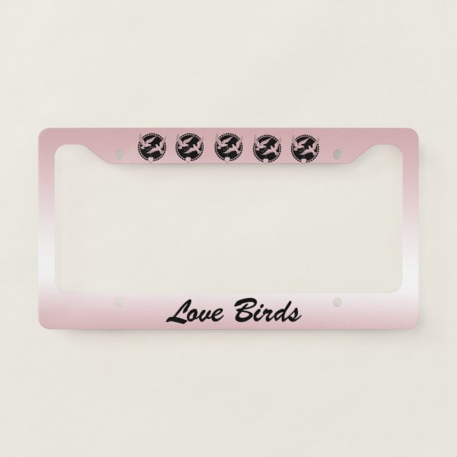 Pink Love Birds Pattern License Plate Frame
