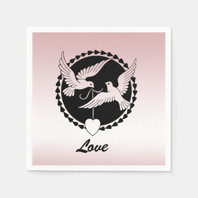 Pink Love Birds Set of Paper Napkins