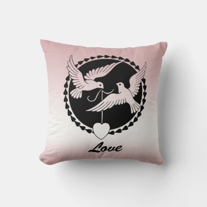Pink Love Birds Throw Pillow