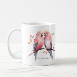 Pink Love Birds Valentine's Day Coffee Mug