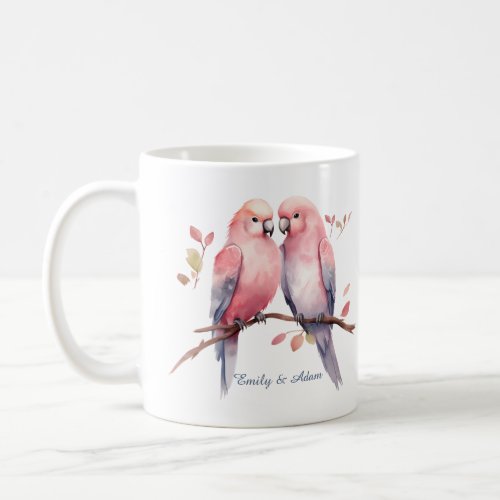 Pink Love Birds Valentines Day Coffee Mug