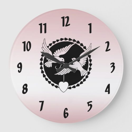 Pink Love Birds Wall Clock