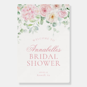 Pink Love Bloom Floral Bridal Shower Welcome Sign