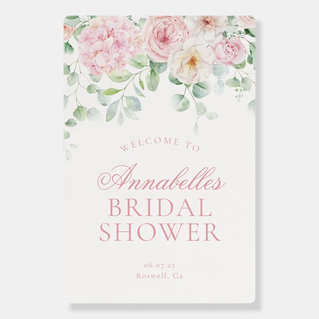 Pink Love Bloom Floral Bridal Shower Welcome Sign (Front)