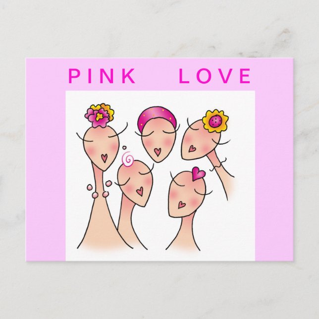 PINK LOVE Breast Cancer Postcard (Front)