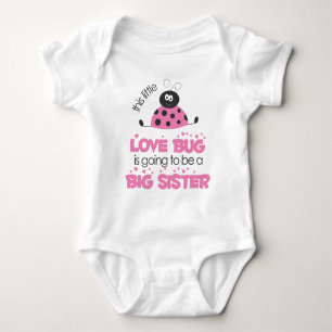 Pink Love bug Big Sister Baby Bodysuit