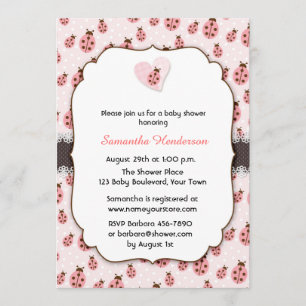 Pink Love Bug, Girl Baby Shower Invitation