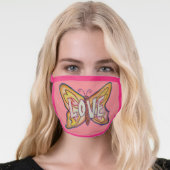 Pink Love Butterfly Art Custom Face Mask (Worn Her)