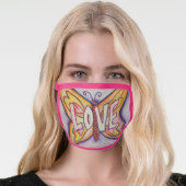 Pink Love Butterfly Art Custom Face Mask (Worn Her)