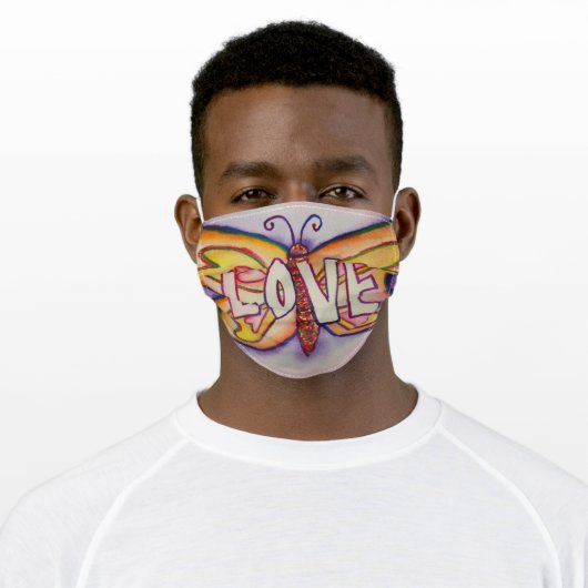Pink Love Butterfly Art Custom Face Masks (Worn)