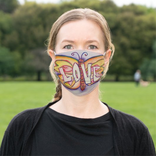 Pink Love Butterfly Art Custom Face Masks (Outside)