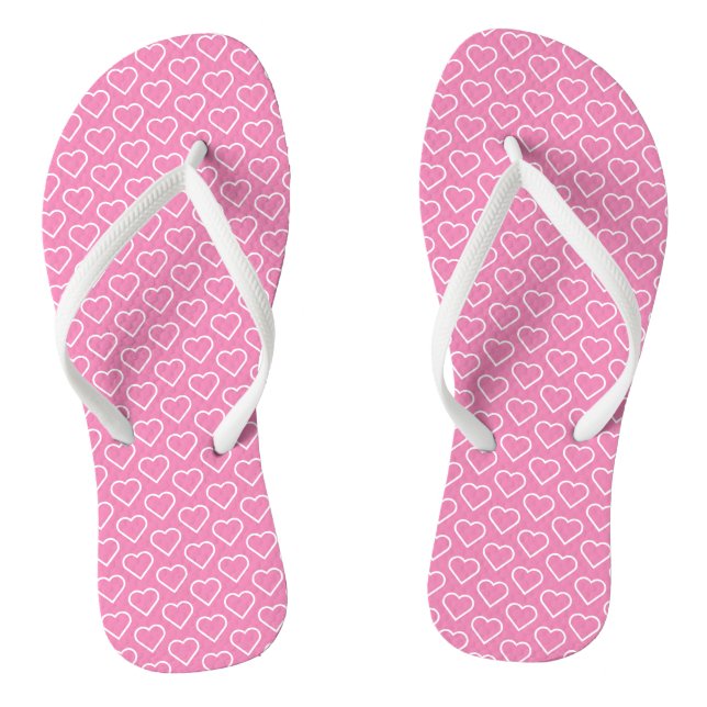 Pink Love - Choose Your Colors - Hearts Flip Flops (Footbed)