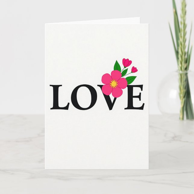 Pink Love Flower Card (Front)