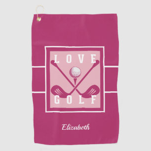 Pink LOVE GOLF Modern Monogram Personalized Towel