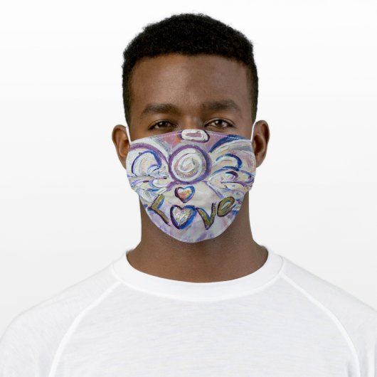 Pink Love Guardian Angel Art Custom Face Masks (Worn)